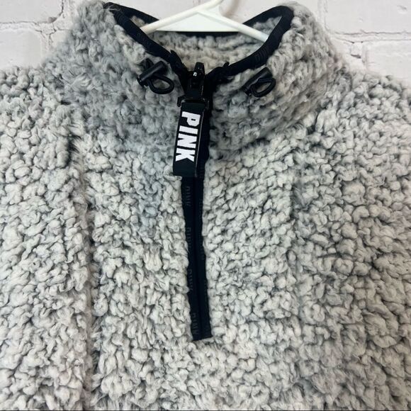 PINK - Victoria's Secret Quarter Zip Pullover size small grey - Picture 8 of 10